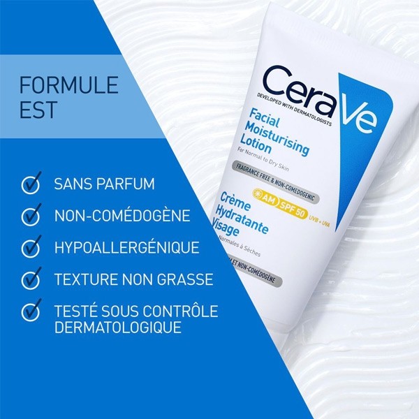 Cerave Crème hydratante visage SPF 50