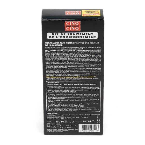Cinq sur cinq Kit de traitement de l'environnement Anti poux et lentes
