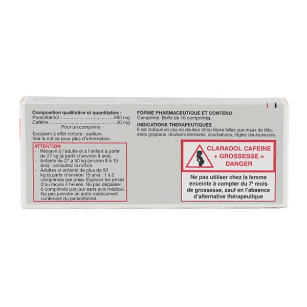 Claradol caféine 500 mg comprimé
