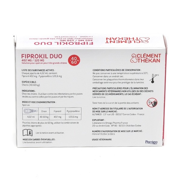 Fiprokil Duo Chien Pipette anti puce