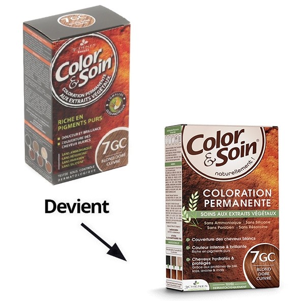 Les 3 chênes Color et Soin coloration permanente blond doré cuivré 7GC