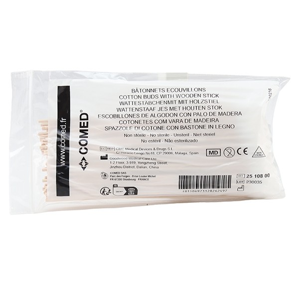 Comed Bâtonnets écouvillons de soins tige bois