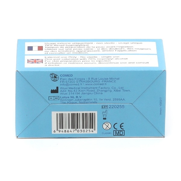 Tampons imprégnés d'alcool 70 %