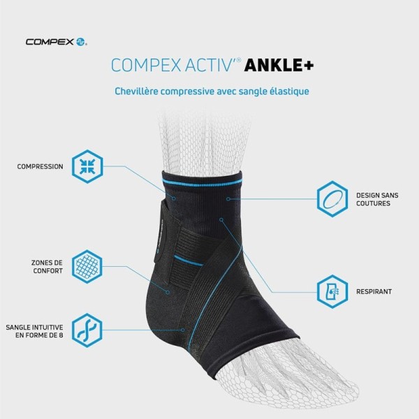 Compex Activ Ankle+ Chevillère de contention