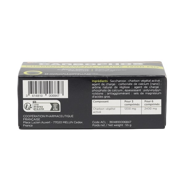 Carbophos Charbon végétal comprimés à croquer