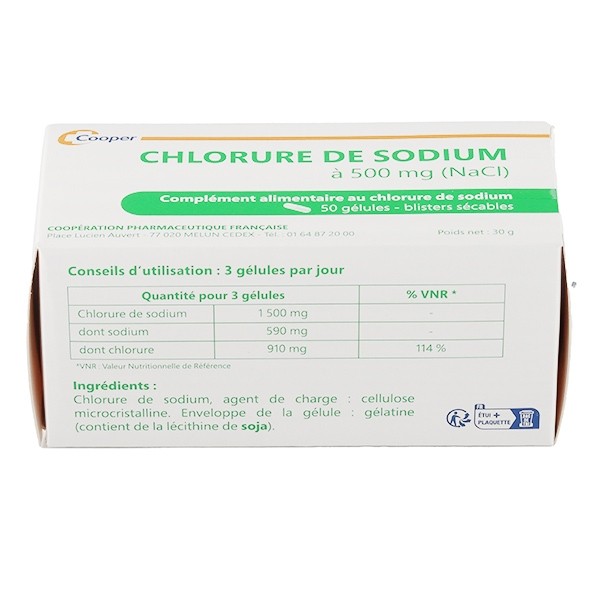 Chlorure de sodium 500 mg gélules