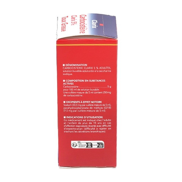 Clarix expectorant sans sucre adultes sirop
