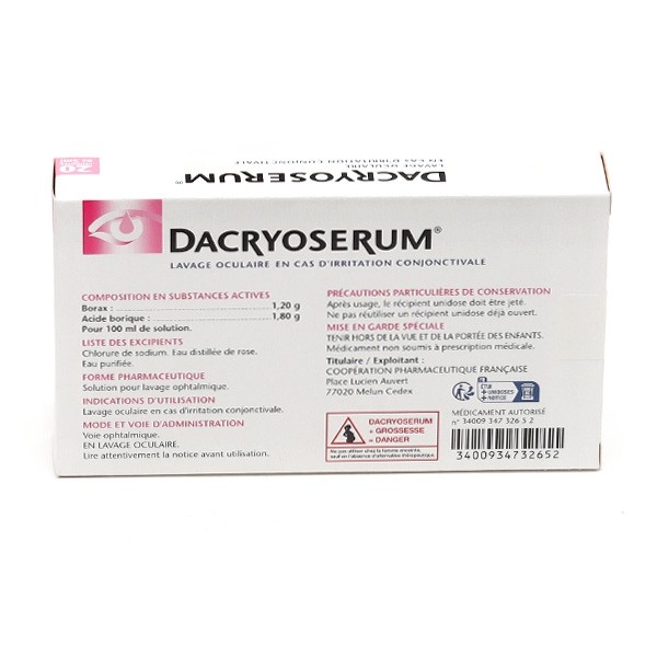 Dacryoserum unidose lavage ophtalmique