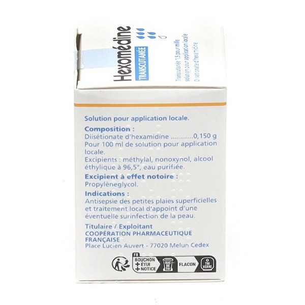 Hexomedine transcutanée solution antiseptique