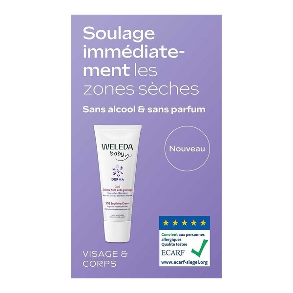 Weleda Bébé Crème SOS Anti-grattage 3 en 1 mauve blanche Bio