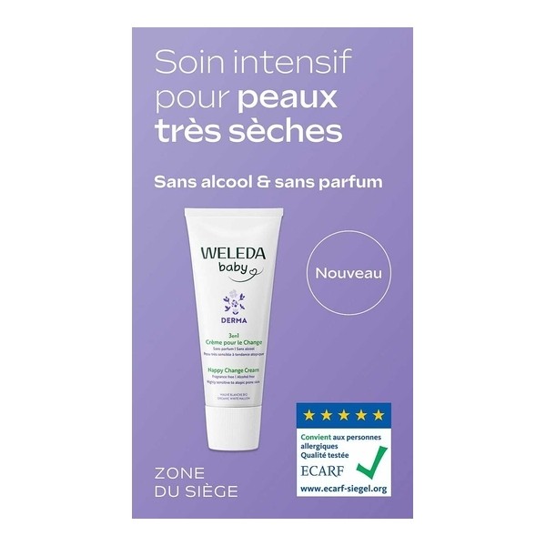 Weleda Bébé Crème pour le change 3 en 1 mauve blanche Bio