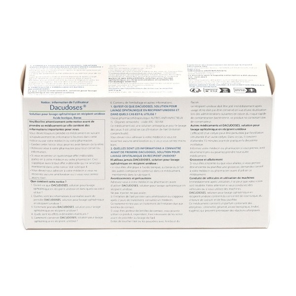 Dacudose solution pour lavage ophtalmique