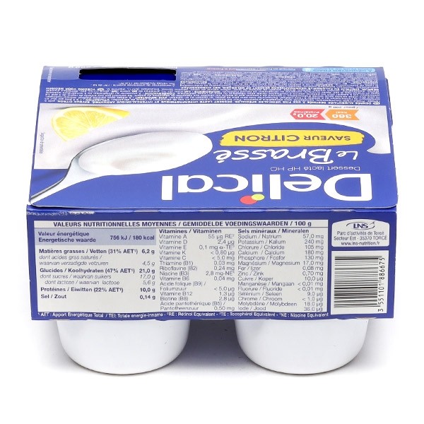 Delical Dessert lacté HP HC Le Brassé saveur Citron