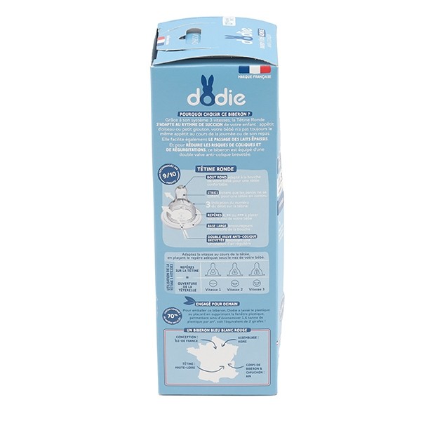 Dodie Biberon Tétine ronde débit rapide 330 ml