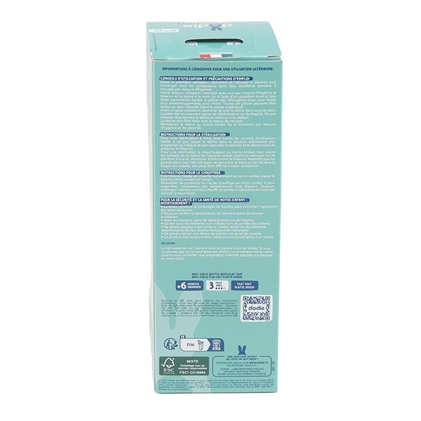 Dodie Biberon Tétine plate débit rapide 330 ml