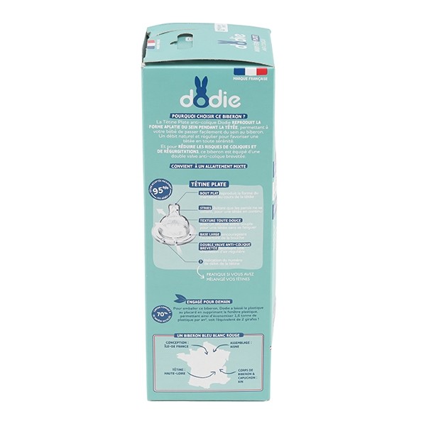 Dodie Biberon Tétine plate débit rapide 330 ml