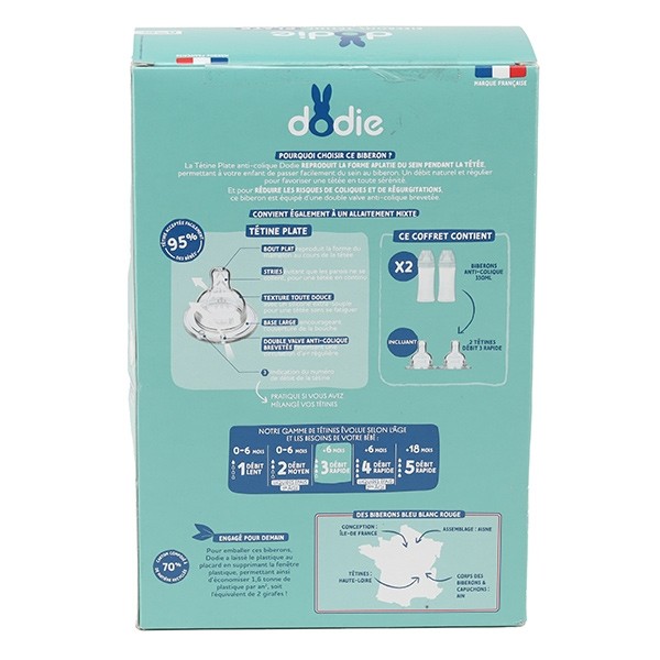 Dodie Biberon Tétine plate débit rapide 330 ml
