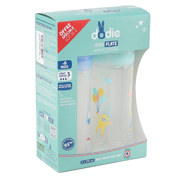 Dodie Biberon Tétine plate débit rapide 330 ml