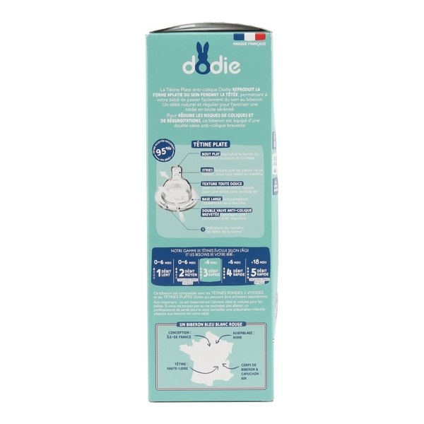 Dodie Biberon Tétine plate débit rapide 330 ml
