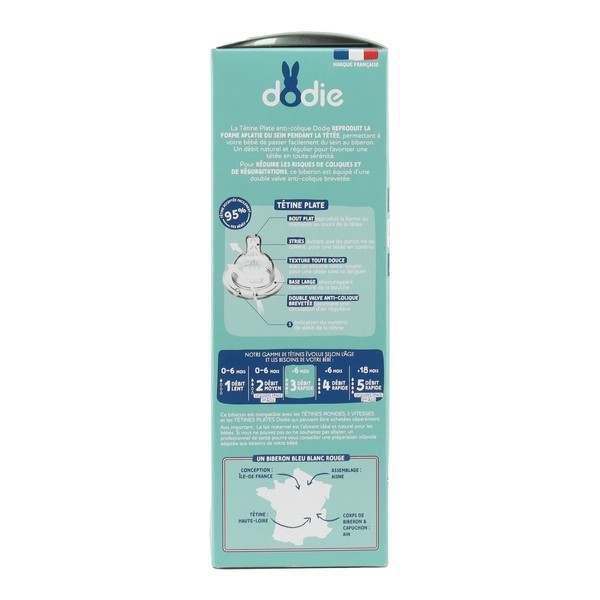Dodie Biberon Tétine plate débit rapide 330 ml