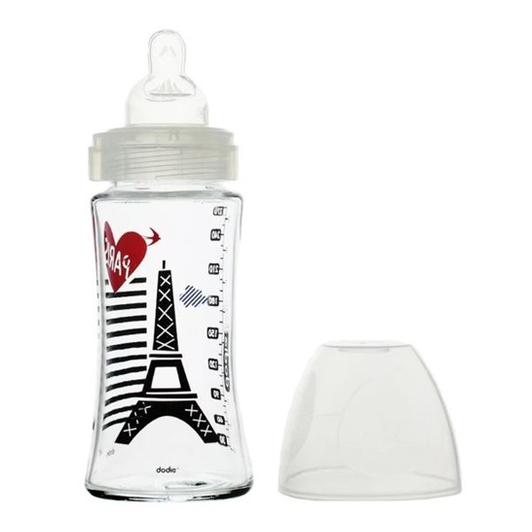 Dodie Biberon verre Tétine plate Débit moyen 270 ml