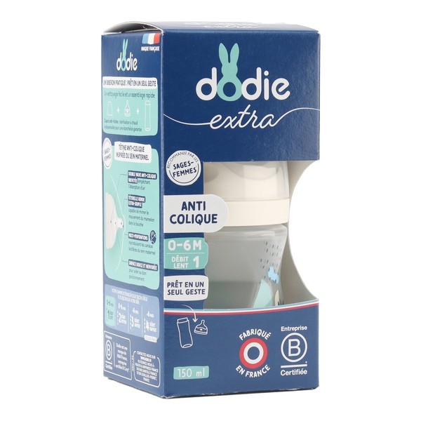 Dodie extra Biberon anti colique tétine multi perforée 150 ml