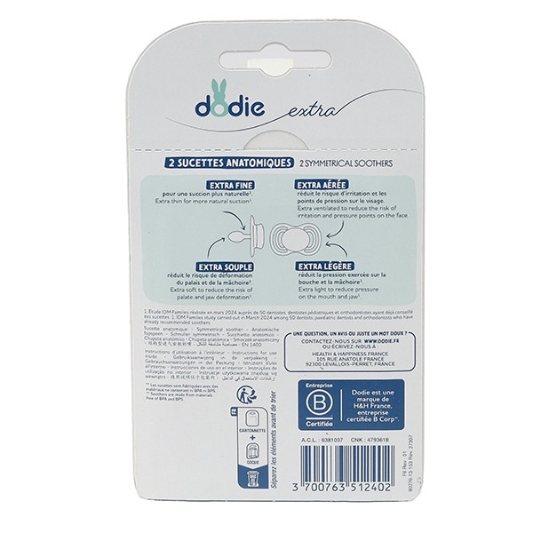 Dodie extra sucette anatomique silicone +18 mois