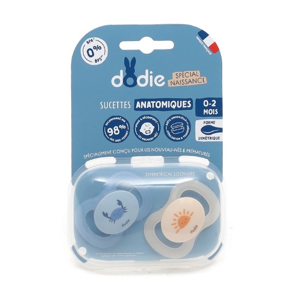 Dodie Duo Sucette anatomique silicone 0-2 mois