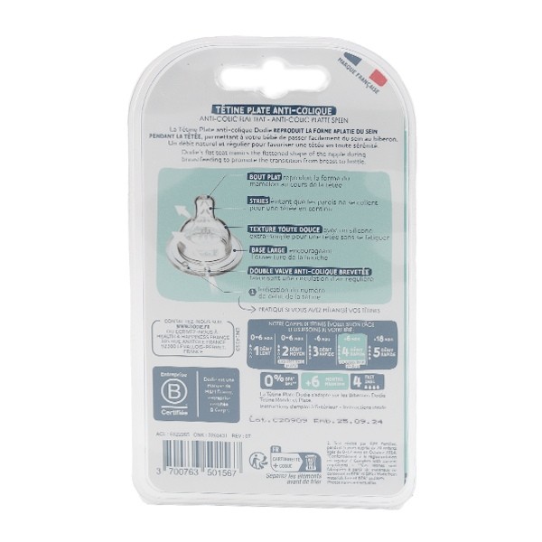 Dodie Tétine plate anti colique col large