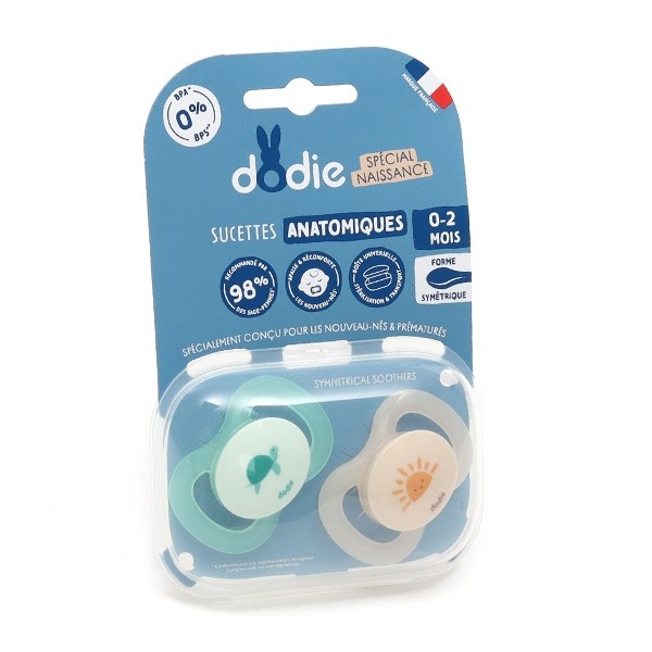 Dodie Duo Sucette anatomique silicone 0-2 mois