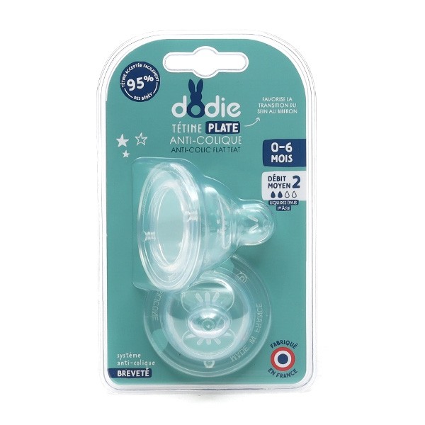 Dodie Tétine plate anti colique col large