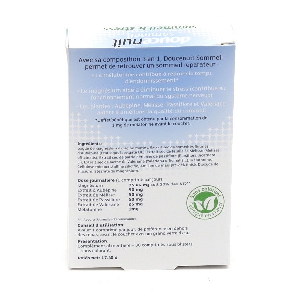 Douce Nuit sommeil et stress Mélatonine 1 mg comprimés