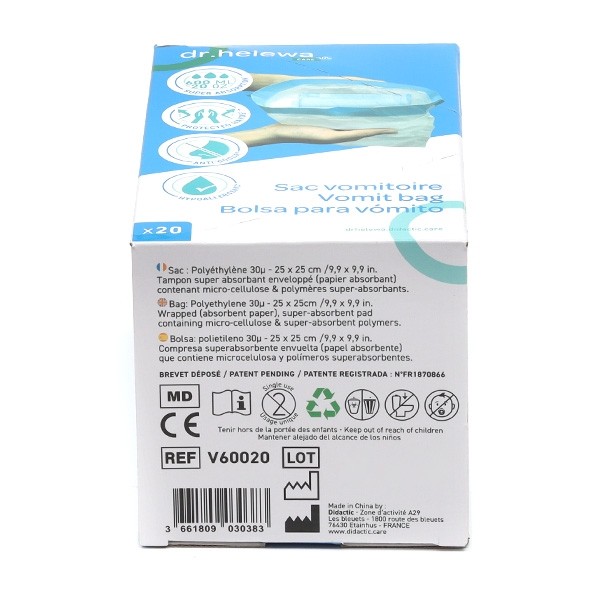 Sac vomitoire avec tampon absorbant