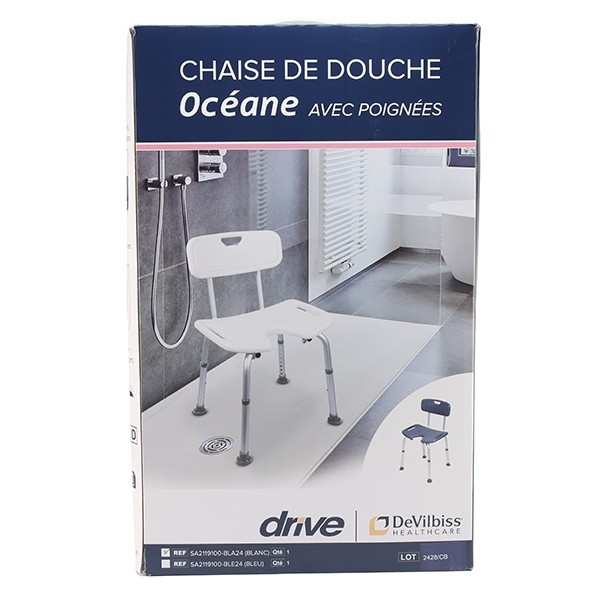 Chaise de douche avec poignées découpées
