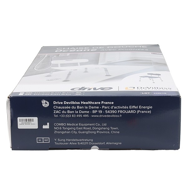 Chaise de douche avec poignées découpées