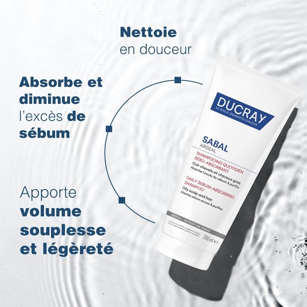 Ducray Sabal Argeal shampooing quotidien sébo absorbant