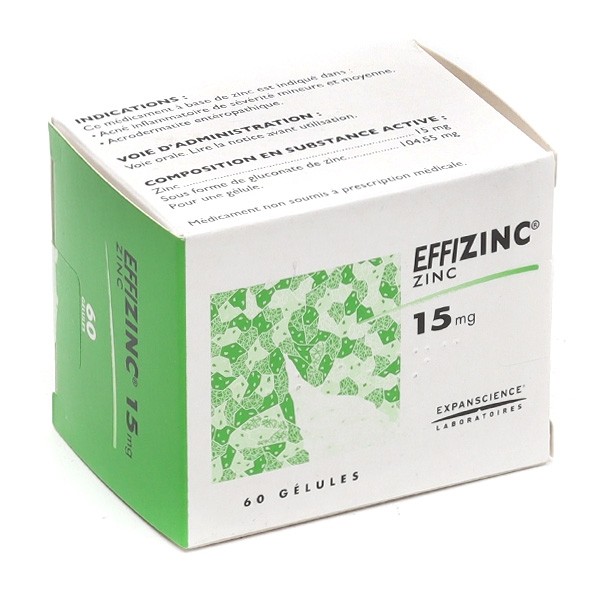Effizinc 15 mg gélule Acné
