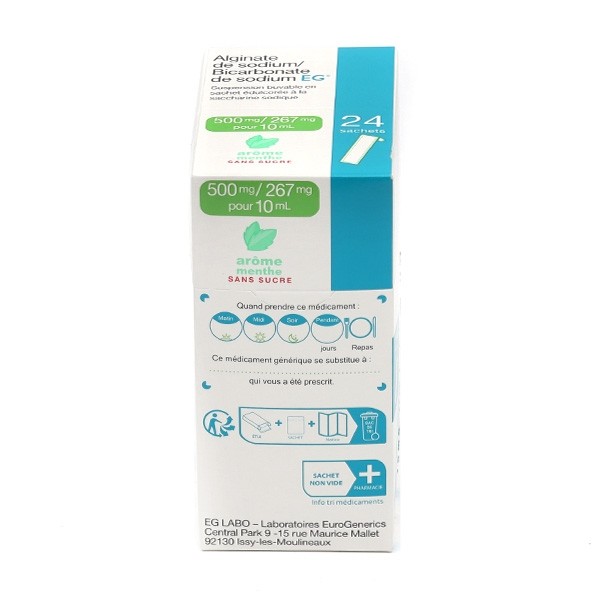 Alginate de sodium Bicarbonate de sodium sachet EG