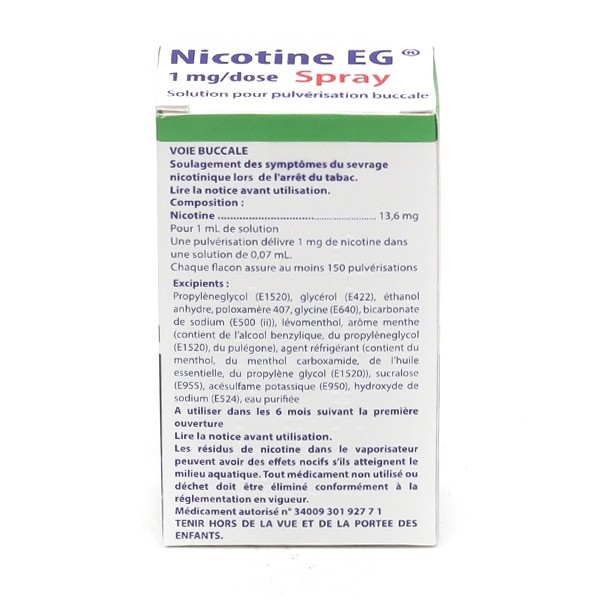 Nicotine EG 1 mg/dose Spray menthe
