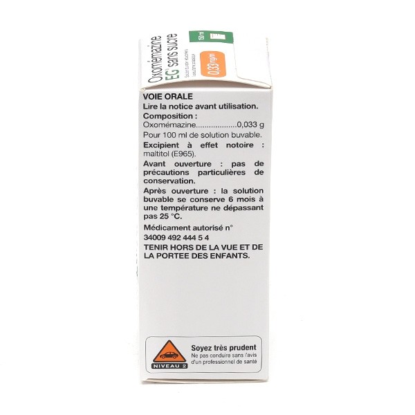 Oxomémazine EG sans sucre sirop antitussif