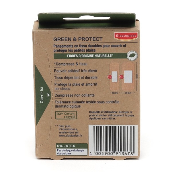Elastoplast Green & protect pansements prédécoupés