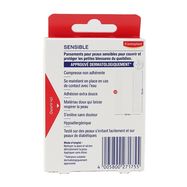 Elastoplast Sensible bandes de pansement à découper 10 cm x 6 cm