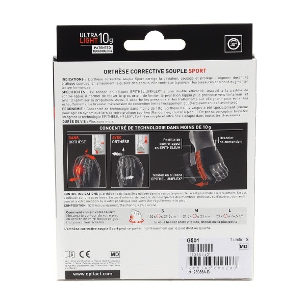 Epitact Sport Epithelium Flex 02 orthèse hallux valgus