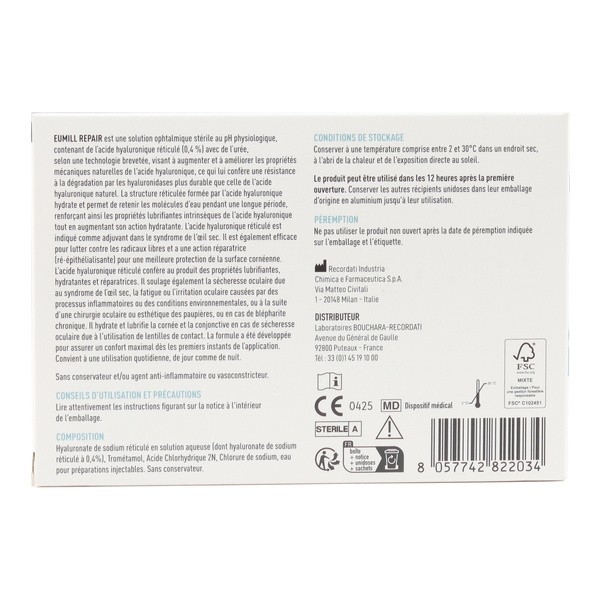 Eumill Repair Sécheresse oculaire unidose