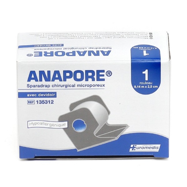 Euromedis Anapore sparadrap chirurgical 2,5 cm x 9,14 m