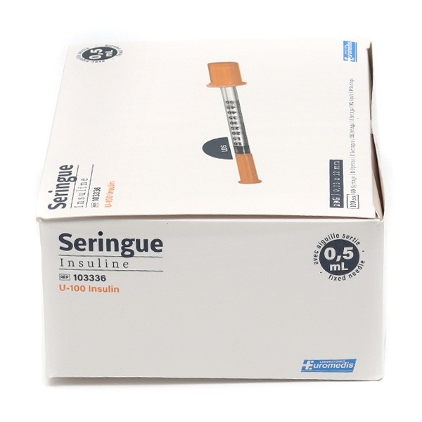 Seringue à insuline avec aiguille 29 G x 100