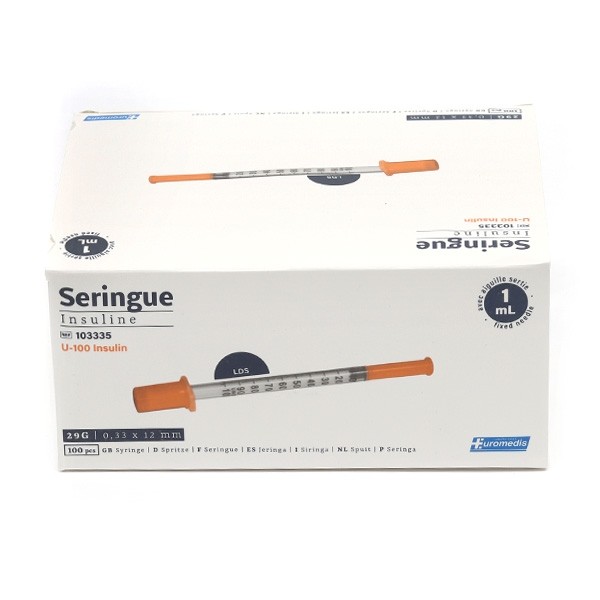Seringue à insuline avec aiguille 29 G x 100