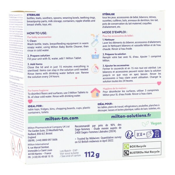 Milton comprimé de stérilisation