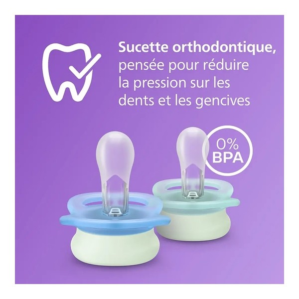 Avent Ultra Air sucette symétrique Nuit 0-2 mois