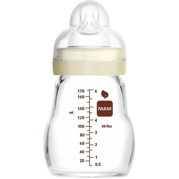 MAM Biberon verre Tétine plate débit lent 170 ml